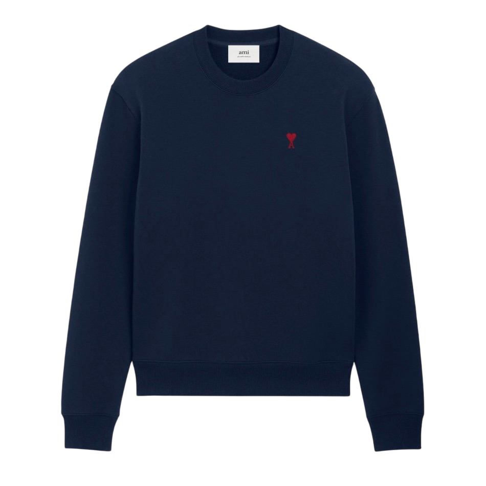Sweatshirt Bleu Marine Ami de Coeur Rouge en Coton