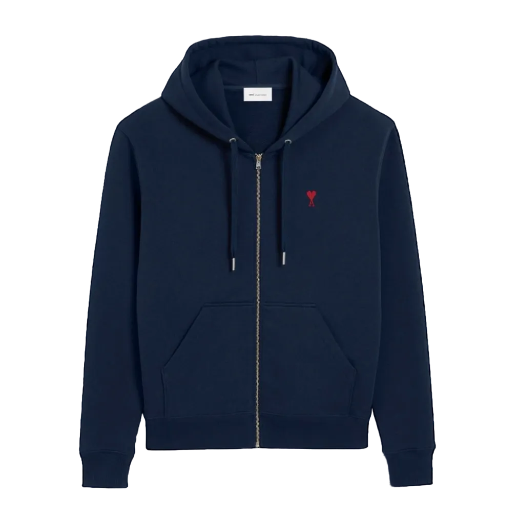 Hoodie Zippe Ami De Coeur Rouge Bleu en Coton