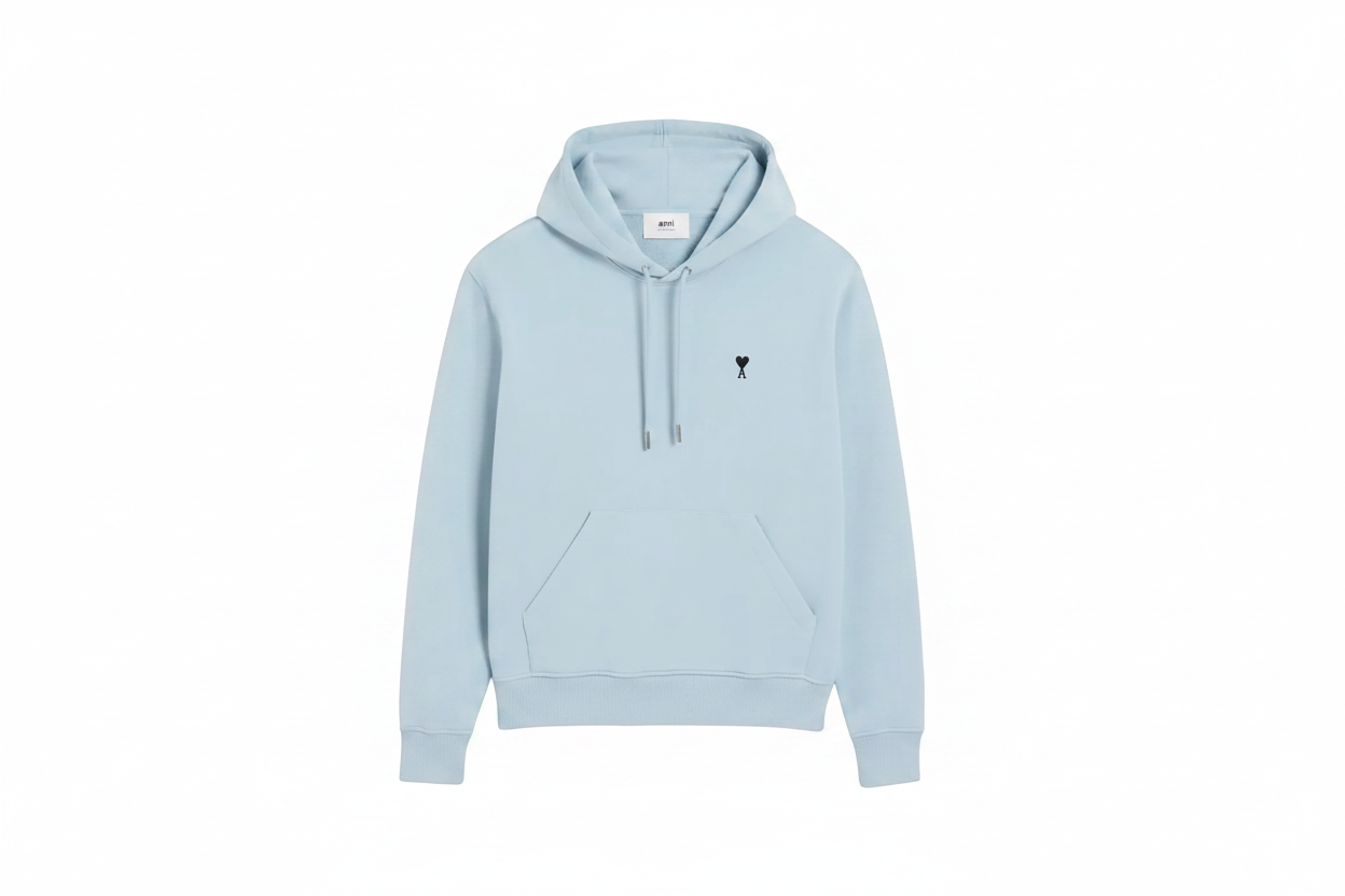 Hoodie Bleu Ciel Ami De Coeur Noir en Coton