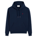 Hoodie Bleu Marine Ami de Coeur Rouge En Coton