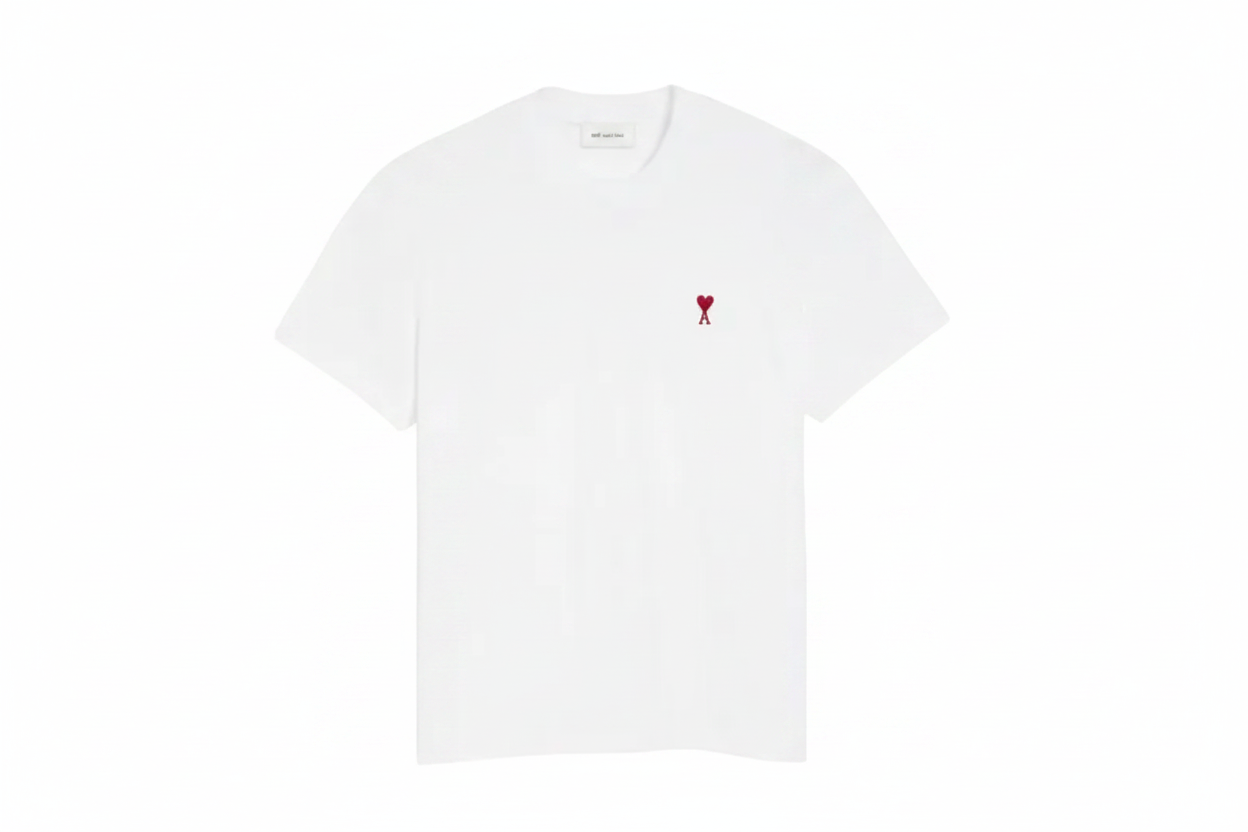 T-shirt Blanc Ami de Coeur Rouge en Coton