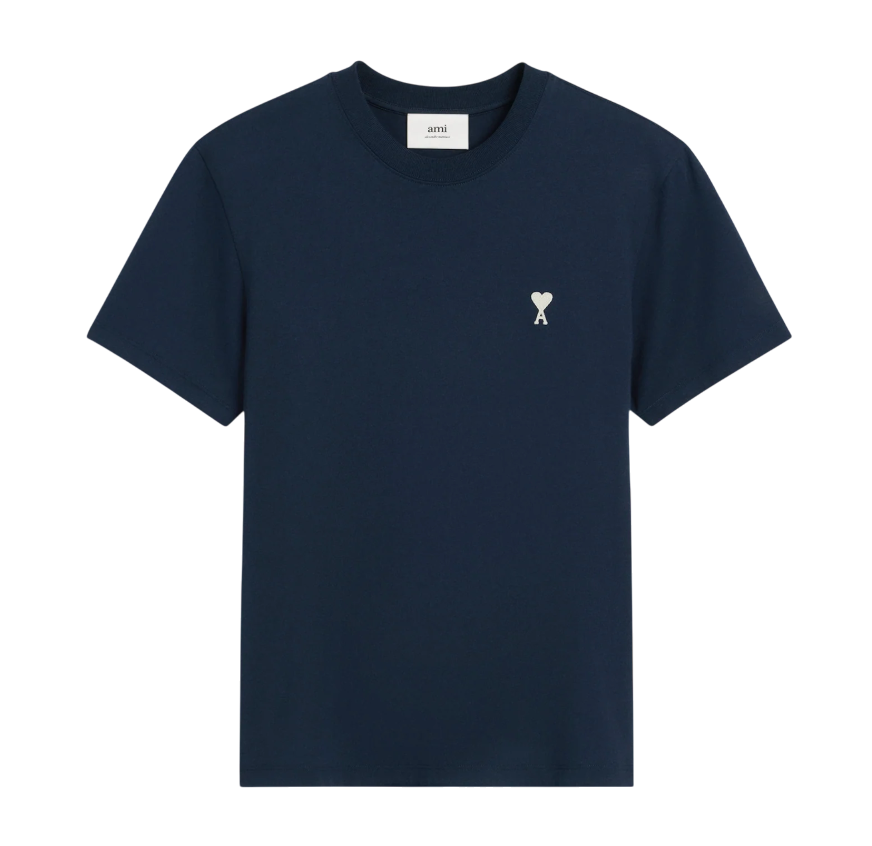 T-shirt Bleu Marine Ami de Coeur Blanc en Coton