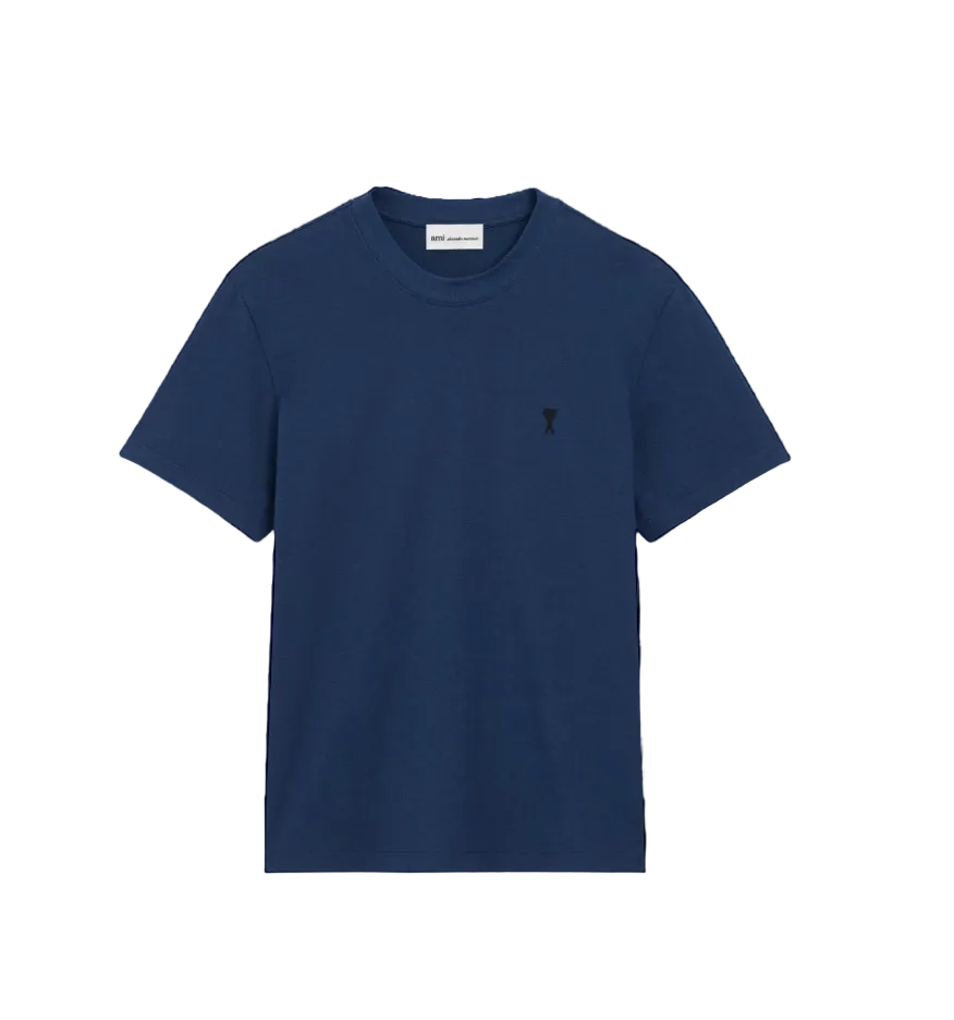 T-shirt Bleu Marine Ami de Coeur Noir en Coton