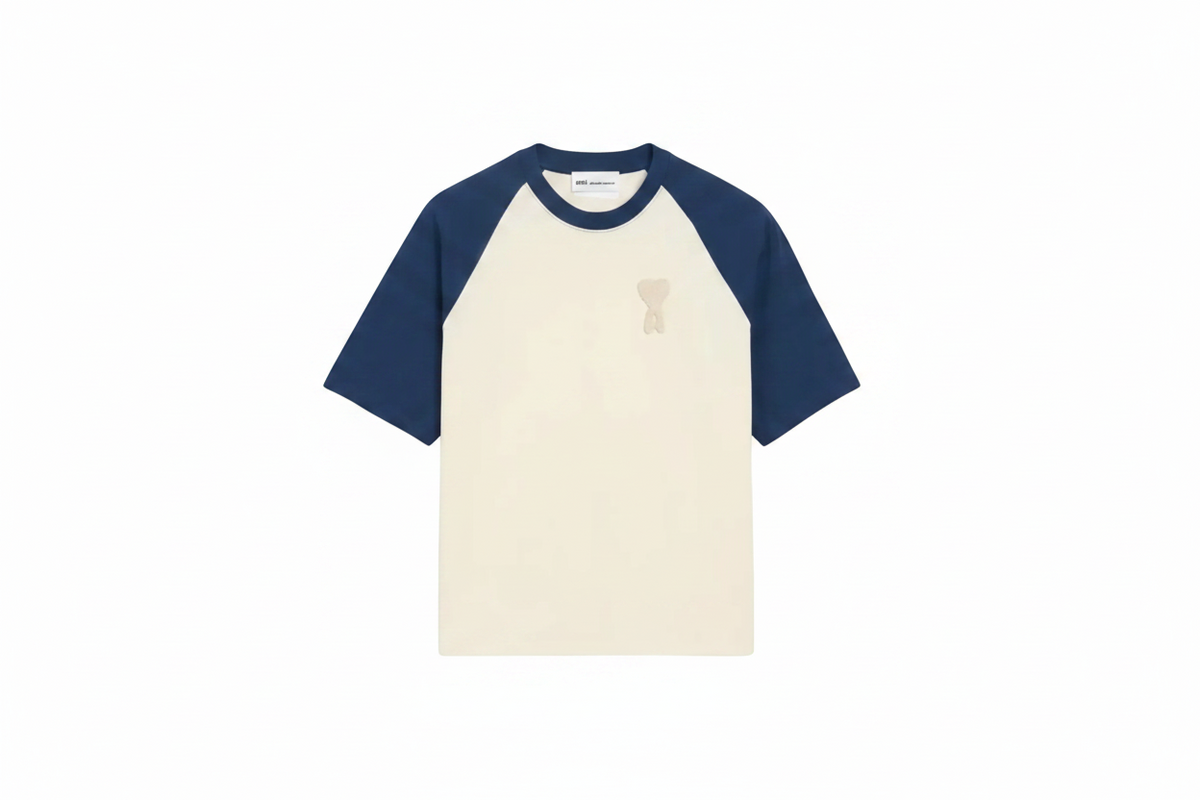T-shirt Beige Patch Ami de Coeur Bicolore Marine