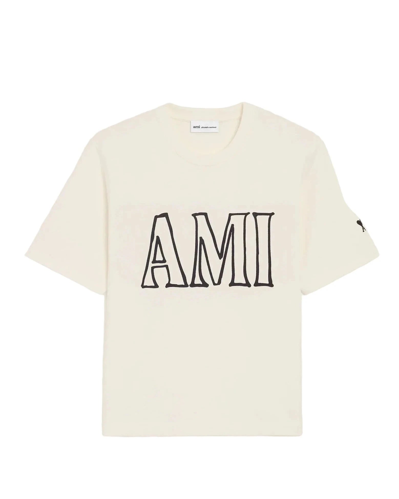 T-shirt Ami Imprimé Crème En Coton